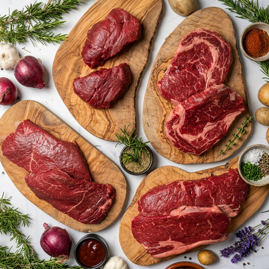 Steak-Pakete, Entrecote, Hüfte, Filet